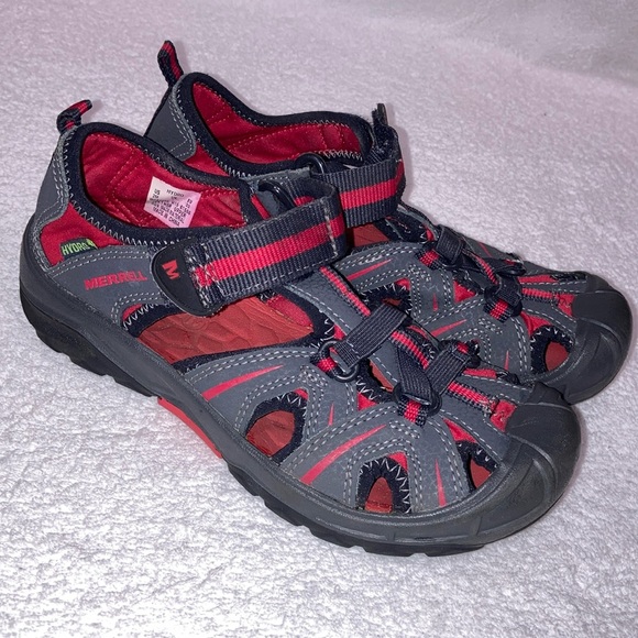 Merrell Hydro Size 2 Gray Red Outdoor Sport Hiking Water Sandals MC55688 - Picture 1 of 7